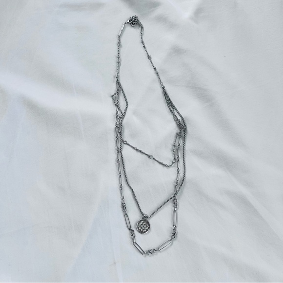 Kendra Scott Medallion Coin Multi Strand Silver Layered Necklace - Picture 4 of 9